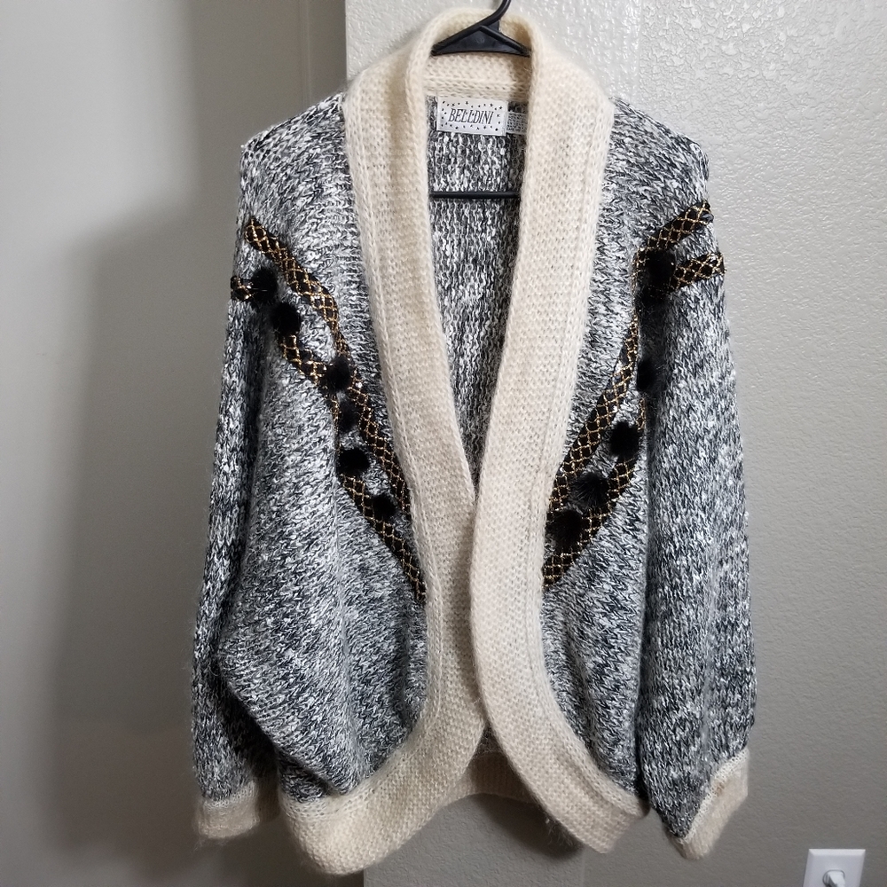 Vintage Belldini Winter/Christmas Open Mohair/Wool Cardigan Size Large